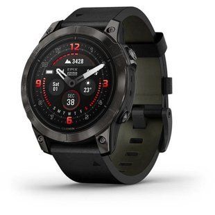Смарт-годинник Garmin Epix Pro Gen 2 Sapphire Edition 47 mm Carbon Grey DLC Titanium with Black Leather Band 010-02803-30 010-02803-30 фото