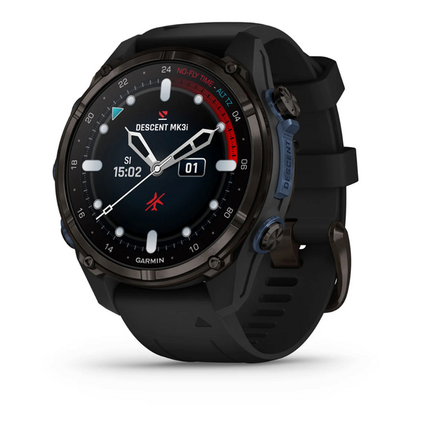 Смарт-годинник Garmin Descent Mk3i (43мм) Carbon Gray DLC Titanium з чорним силіконовим ремінцем 010-02753-11 010-02753-11 фото