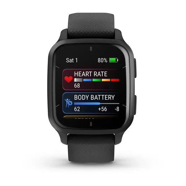 Смарт-часы Garmin Venu Sq 2 Music Edition Slate Aluminum Bezel with Black Case and Silicone Band 010-02700-10 010-02700-10 фото