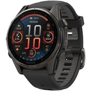 Смарт-часы Garmin Fenix 8 43mm AMOLED Sapphire Carbon Gray DLC Tit. w. Black/Pebble Gray S. Band (010-02903-21) 010-02903-21 фото