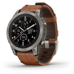 Смарт-часы Garmin Fenix 7 Pro Sapphire Solar Edition Titanium with Chestnut Leather Band 010-02777-30 010-02777-30 фото
