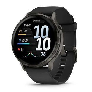 Смарт-годинник Garmin Venu 4 45 mm Slate bezel with black silicone band 010-03014-00 010-03014-00 фото