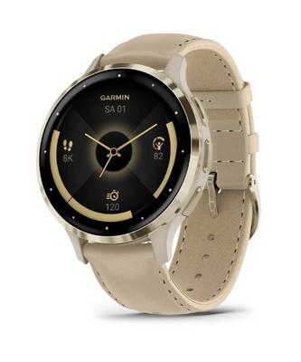 Смарт-часы Venu 3S Soft Gold Stainless Steel Bezel with French Gray Case and Leather Band (includes French Gray silicone band) 010-02785-55 010-02785-55 фото