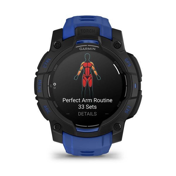 Смарт-часы Garmin Instinct 3 45 mm, AMOLED Black with bolt blue/black silicone band 010-02936-03 010-02936-03 фото