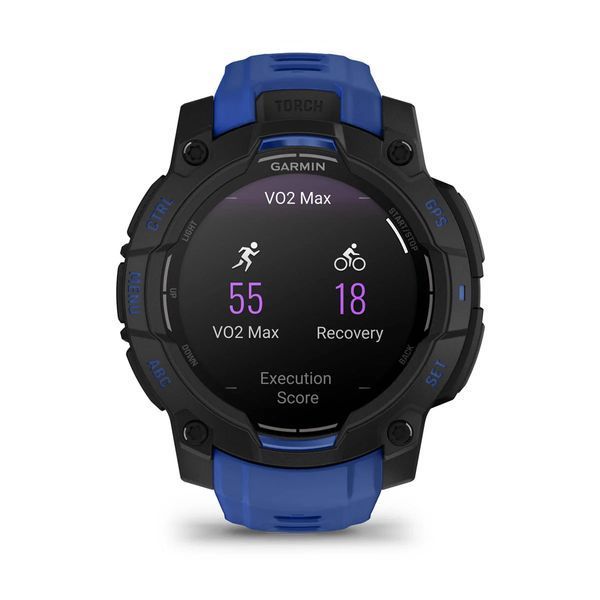Смарт-часы Garmin Instinct 3 45 mm, AMOLED Black with bolt blue/black silicone band 010-02936-03 010-02936-03 фото