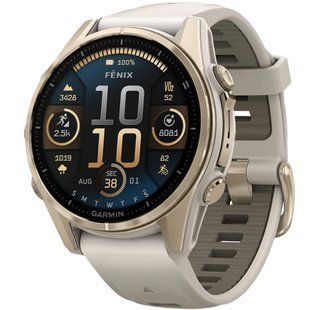 Смар-часы Garmin Fenix 8 43mm AMOLED Sapphire Soft Gold with Fog grey/dark sandstone silicone band 010-02903-11 010-02903-11 фото