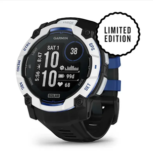 Смарт-годинник Garmin Instinct 3 50 mm, Solar, Whitestone with black/bolt blue silicone band 010-02935-03 010-02935-03 фото