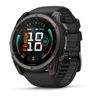 Смарт-годинник Garmin Fenix 9 AMOLED 47mm Sapphire Carbon Grey DLC Titanium with Black Silicone Band 010-04762-11 010-04762-11 фото