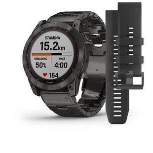 Смарт-годинник Garmin Fenix 7X Sapphire Solar Carbon Gray DLC Titanium with Titanium Band + black silicone band 010-02541-27 010-02541-27 фото